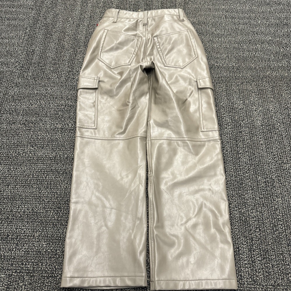 Abercrombie & Fitch Pants Womens 27‎ Green Faux Leather Cargo Wide Leg - Picture 7 of 9